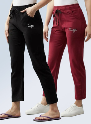 HouseOfCommon Solid Women Black, Maroon Track Pants