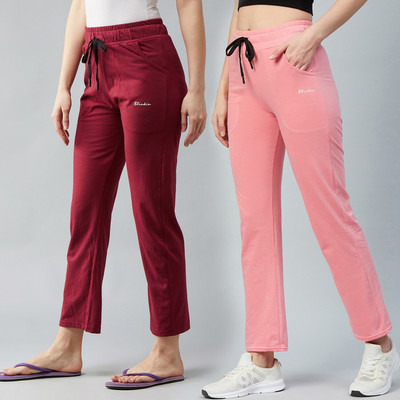 BLINKIN Solid Women Maroon, Pink Track Pants