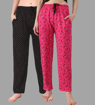 RS ENTERPRISES Printed Women Black, Pink Track Pants