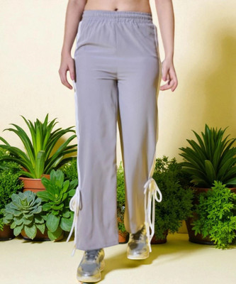 SQEW Striped Women Grey Track Pants