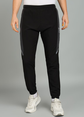 YUNEK Solid, Striped Men Black Track Pants