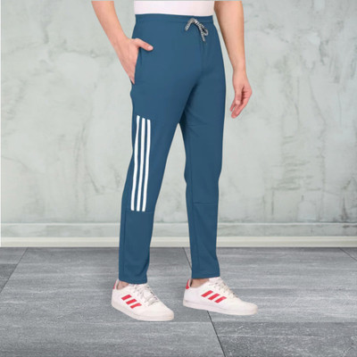 Covetvolo Ent Striped Men Blue Track Pants