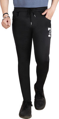 RUNNING MACHINE Printed Men Black Track Pants