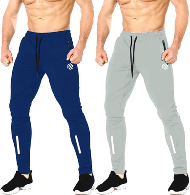 FLYZEN Self Design Men Purple, Grey Track Pants