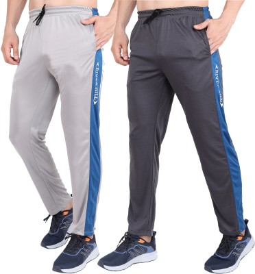 RiverHill Colorblock Men Grey, Blue Track Pants