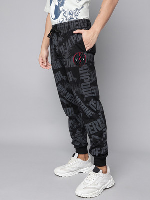 Free Authority Printed Men Black Track Pants