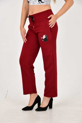 Romaan Fashion Solid Women Maroon Track Pants