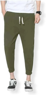 HoC Solid Men Green Track Pants