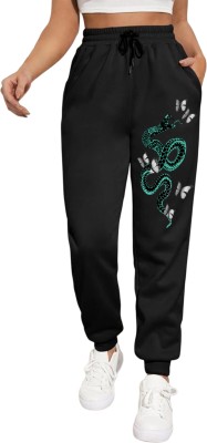 Tabadtod Graphic Print Women Black Track Pants