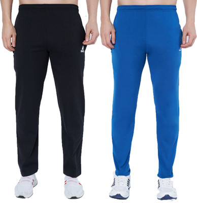 Diwazzo Solid Men Black, Light Blue Track Pants