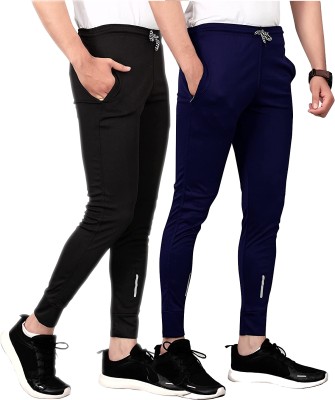 Swastik Stuffs Solid Men Black, Dark Blue Track Pants