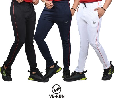 ve run Solid Men Blue, Black, White Track Pants