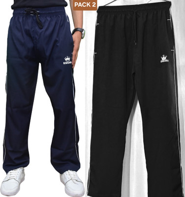 RIWEARA Solid, Printed Men Black, Dark Blue Track Pants