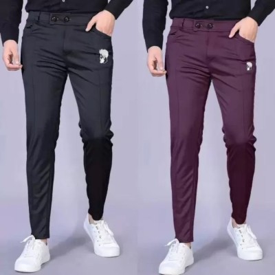 Arihant Shope Solid Men Black, Purple Track Pants