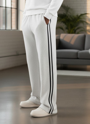 Dockstreet Solid Men White Track Pants