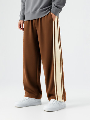 MANIAC Striped Men Brown Track Pants