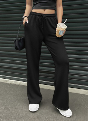 Dockstreet Solid Women Black Track Pants