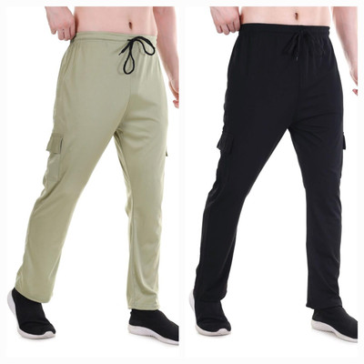 NAVII CLOTHING Solid Men Light Green, Black Track Pants