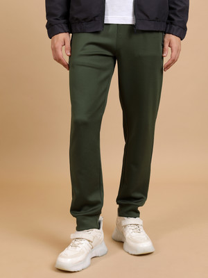 HIGHLANDER Solid Men Green Track Pants