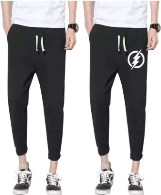 YFB Printed Men Black Track Pants