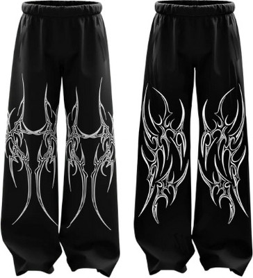 Genrexity Printed Men Black Track Pants