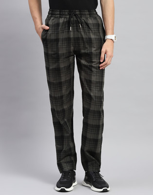 MONTE CARLO Checkered Men Green Track Pants