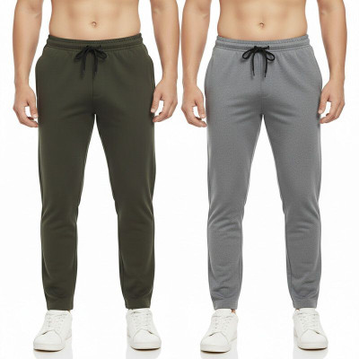 YOUNGVIBE Solid Men Dark Green Track Pants