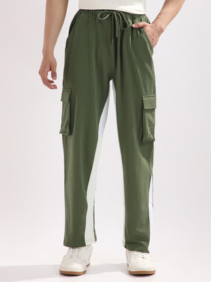 NOBERO Solid Men Green Track Pants