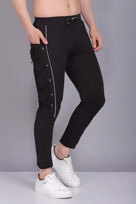 Plus Fitpro Self Design Men Black Track Pants