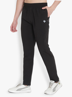 John Ally Solid Men Black Track Pants
