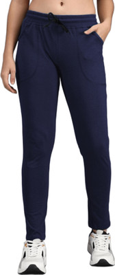 Multiwa Solid Women Blue Track Pants
