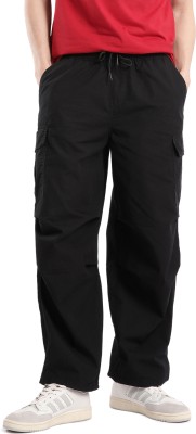 WROGN Solid Men Black Track Pants