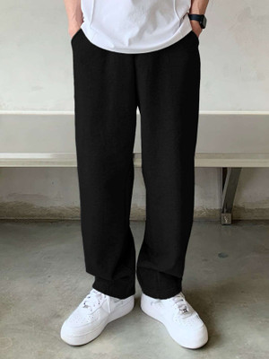 Dockstreet Solid Men Black Track Pants