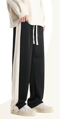 COMBRAIDED Self Design Men Black, White Track Pants