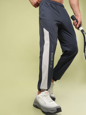 TECHNOSPORT Solid, Striped Men Grey Track Pants