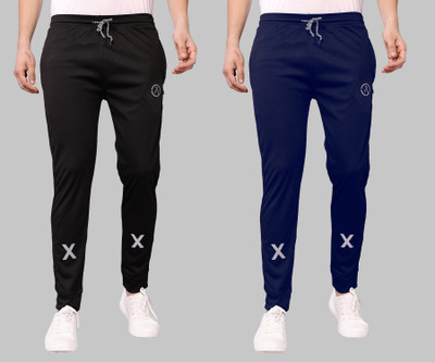 ANAND Self Design Men Black, Dark Blue Track Pants
