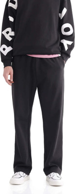 Rare Rabbit Printed Men Black Track Pants
