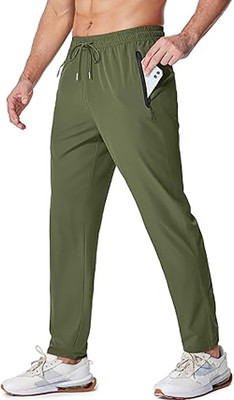 SkiFit Solid Men Green Track Pants