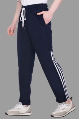 HVBK Striped Men Blue Track Pants