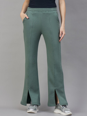 98 Degree North Solid Women Light Green Track Pants
