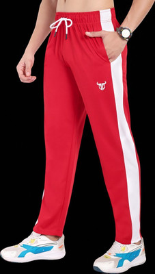 Go Devil Striped Men Red Track Pants