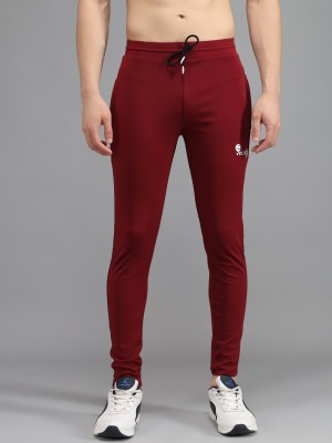 Veltick Solid Men Maroon Track Pants