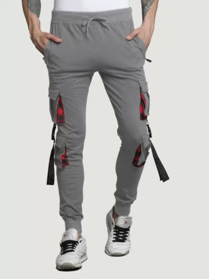 MANIAC Solid, Colorblock Men Grey, Red Track Pants