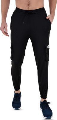 Blue Shark Solid Men Black Track Pants
