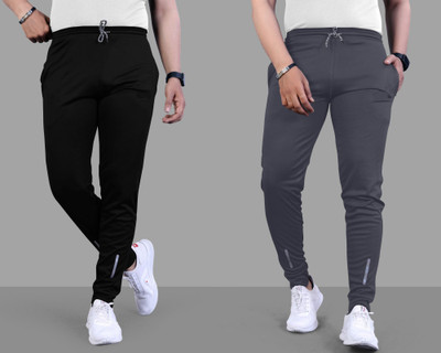 Suzaro Solid Men Black, Grey Track Pants