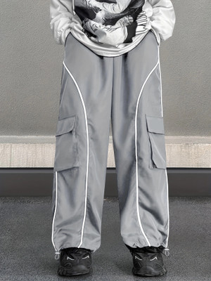 Valley Self Design Men Grey Track Pants
