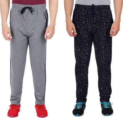 FEEL TRACK Solid, Printed Men Grey, Dark Blue Track Pants