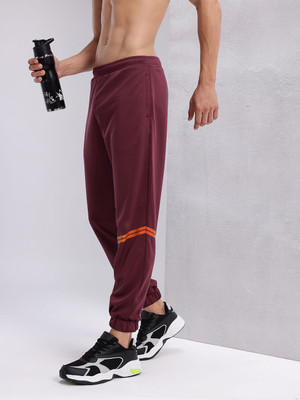 HRX by Hrithik Roshan Striped Men Maroon Track Pants