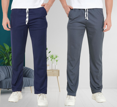 IRHA Solid Men Blue, Grey Track Pants