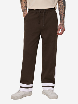 The Souled Store Solid Men Brown Track Pants